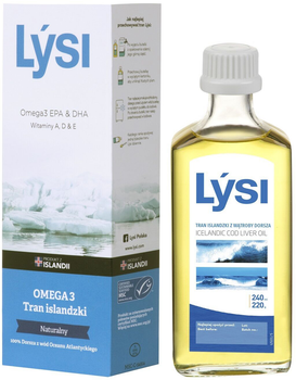 Suplement diety Lysi Tran Islandzki Naturalny 240 ml (5690548867675)