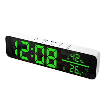 Умный датчик температуры и влажности Tuya с LED-часами и будильником 24см