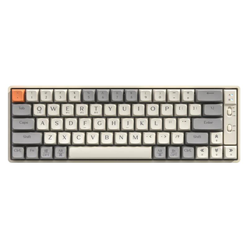 Механическая беспроводная клавиатура LANGTU GK65 с тремя режимами Type-C, Bluetooth и 2,4 ГГц, RGB подсветка клавиш, 65 клавиш (раскладка ENG, QWERTY, Red Switch). Цвет – Молочно-белый