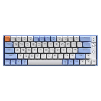 Механическая беспроводная клавиатура LANGTU GK65 с тремя режимами Type-C, Bluetooth и 2,4 ГГц, RGB подсветка клавиш, 65 клавиш (раскладка ENG-UA, QWERTY, Red Switch). Цвет – Небесно-голубой