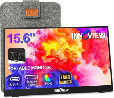 Монітор портативний InnoView INVPM001 15.6" 1080P FHD USB-C, HDMI, HDR, IPS, VESA Mount & Protective Sleeve