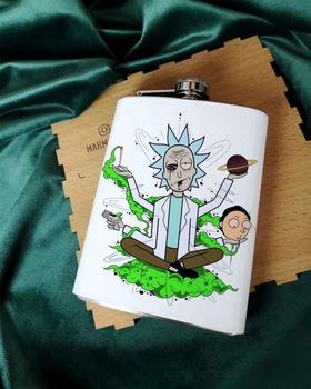 Фляга для алкоголя из нержавеющей стали Rick and Morty Рік і Морті "Йога" - 500 мл