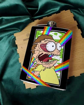 Фляга для алкоголя из нержавеющей стали Rick and Morty Рік і Морті "Веселка" - 500 мл