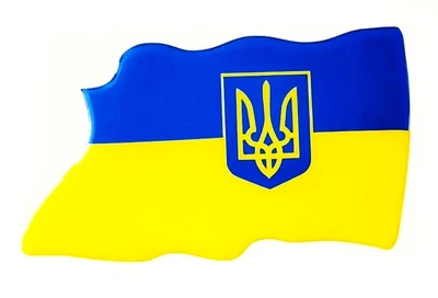 Наклейка Avtoaks "Флаг на ветру с гербом Украины" в левую сторону