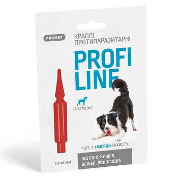Капли от блох и клещей на холку для собак весом 10-20 кг Provet Profiline 1 шт/уп