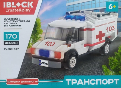 Конструктор пластиковый Скорая медицинская помощь 103 iBlock 70 деталей 22*16*6 см
