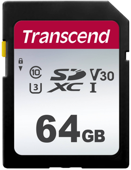 Карта памяти Transcend SD 64GB C10 UHS-I R100/W20MB/s (TS64GSDC300S)