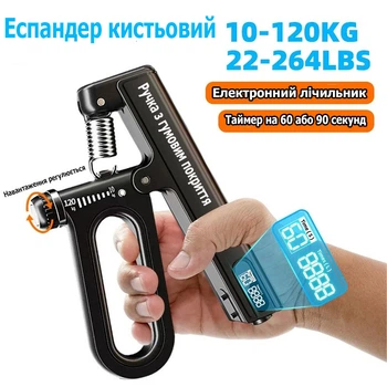 Эспандер кистевой пружинный с регулируемой нагрузкой 10-120 кг для фитнесса и силовых упражнений 2851