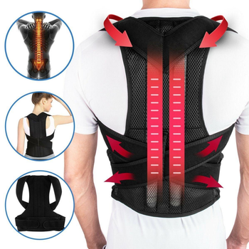 Грудопоперековий корсет коректор правильної постави Back Pain Need Help Чорний для рівної спини від сутулості Розмір L