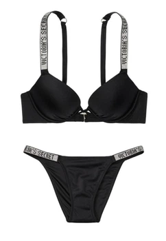 Купальник Victoria's Secret Bombshell push-up Shine Strap Black с двойным push up 34A/S бикини