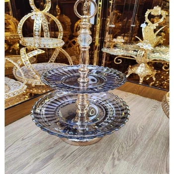 Поднос двухъярусный на две тарелки для фруктов и сладостей fruit tray 1603 органайзер для конфет