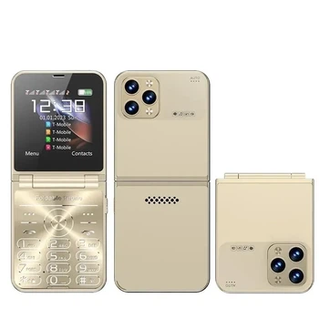 Кнопочный мобильный телефон раскладушка AIEK I15 Max на 4 сим карты Gold