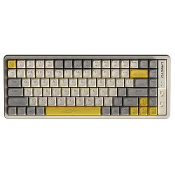 Механическая беспроводная клавиатура LANGTU GK85 с тремя режимами Type-C, Bluetooth и 2,4 ГГц, RGB подсветка клавиш, 85 клавиш (раскладка ENG-UA, QWERTY, Gold Red Switch). Цвет - Молочно-желтый
