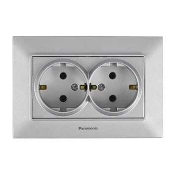 Розетка двойная с заземлением Panasonic Arkedia Slim Серебро (WNTC0205-2SL)
