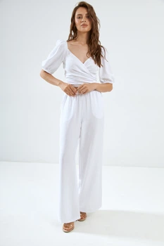 Блуза на запах з льону Wear me S Білий (1_24_89_5398)