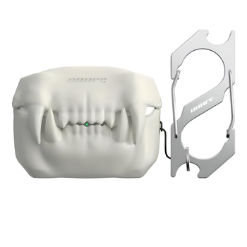 Чехол для наушников Apple AirPods Pro / Pro 2 BLACKTIME 808FC TIGERTEETHCASE ударопрочный силиконовый с карабином, Белый