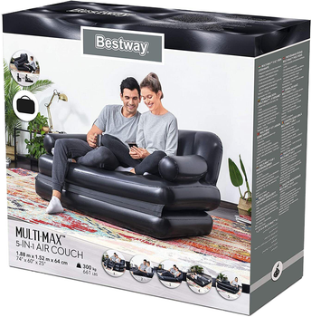 Nadmuchiwana sofa Bestway 2-osobowa 5 in 1 188 x 152 x 64 cm (6942138924060) (955555909550087) - Outlet