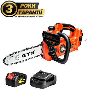 Пила цепная аккумуляторная GTM 18В, шина 10"/25 см, с АКБ 4 А-ч и зарядным устройством (CS18/250BL_KIT)