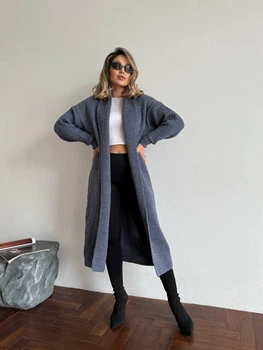 Женский длинный кардиган графитового цвета 32881 One Size