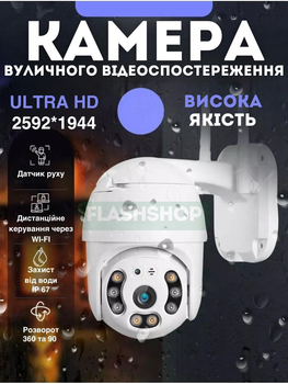 Зовнішня IP-камера відеоспостереження CAmeraCad A6-7MP N3 Wifi 360/90 для дому та вулиці Wi-Fi (біла)