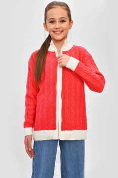 Кофта десткая для девочки кораллового цвета KIDS рост 128 см: 128 - 134 см (31 р) (201478)