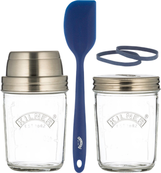 Набір для закваски Kilner 2 банки 0.35 л + мірна кришка + кришка + 2 ущільнювачі + силіконова лопаточка + 6 етикеток + буклет з рецептами (5010853273044)