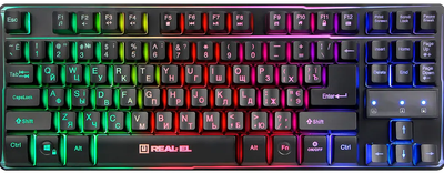 Клавіатура USB Real-EL Gaming 8710 TKL Backlit Black (EL123100030) UA