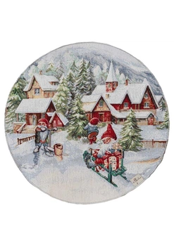 Гобеленовая салфетка круглая ПРОВАНС Снежная зима, D35см 036442