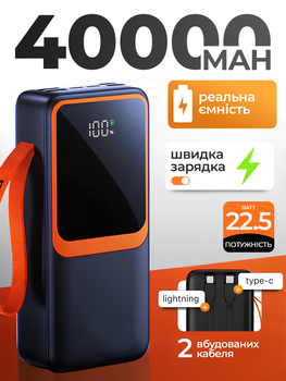 УМБ павербанк батарея powerbank 40000 mAh 22.5W Fast charge швидка зарядка Kayfovo CK-012