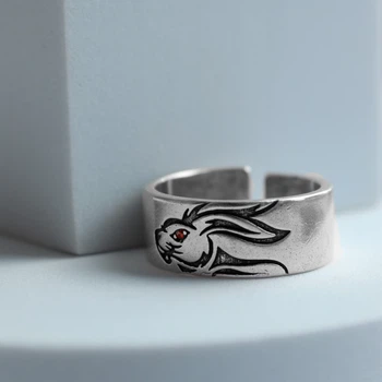 Безразмерное мужское Кольцо из стали Bunny