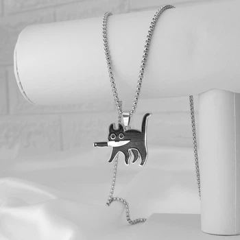 Женский кулон на шею из нержавеющей стали "Dangerous Cat"