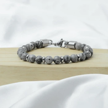 Мужской браслет из натурального камня "Gray Stone"