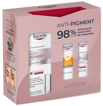 Zestaw do pielęgnacji twarzy Eucerin Serum Anti-Pigment 30 ml + Krem z filtrem SPF50 Pigment Control 7 ml + Korektor w kredce do twarzy Anti-Pigment przeciw przebarwieniom 5 ml (4005800362729)