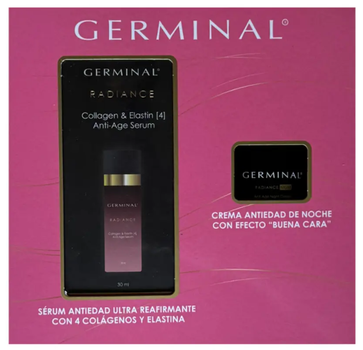 Zestaw do pielęgnacji twarzy Germinal Radiance Anti-age Serum do twarzy Collagen & Elastin 30 ml + Krem na noc 15 ml (8430445320388)