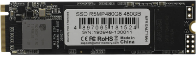 SSD диск AMD Radeon R5 480GB NVMe M.2 PCIe 3.0 x4 3D NAND TLC (R5MP480G8)