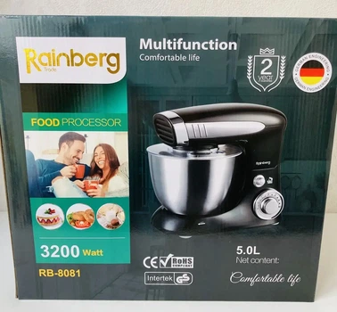 Кухонный комбайн Rainberg RB-8081 тестомес 1500Вт 5л нержавеющая сталь