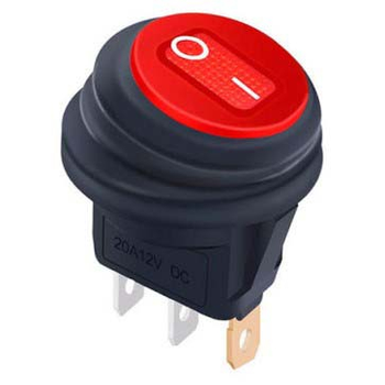 LED Кнопка Клавишный переключатель Круглая 12V ON-OFF 34x23 мм Герметичная (Зеленая Подсветка) №118ммм