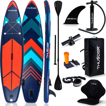Надувная SUP-доска THUNDER STRIPES 320 см, EVA/ПВХ, стекловолокно, нагрузка до 150 кг, насос до 15 PSI, сиденье для каяка, багажник, 3 плавника(ISL_32F807CE95BC)