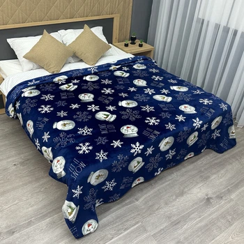 Плед-покрывало Decorator WellSoft 150х210 см с рождественским принтом Синий (87-171)