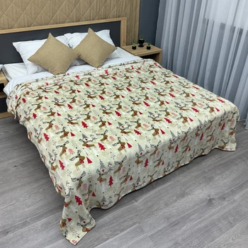 Плед-покрывало Decorator WellSoft 200х220 см с рождественским принтом Кремовый (87-177)