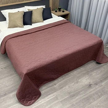 Покрывало стеганое Decorator Велюр куб 220х240 см марсала (85-160)