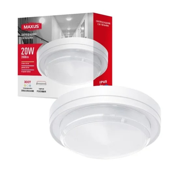 Светодиодный светильник MAXUS MBH 20W 3CCT IP65 WH Circle