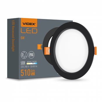 Світлодіодний світильник Back вбудований круглий VIDEX 6W 5000K Black