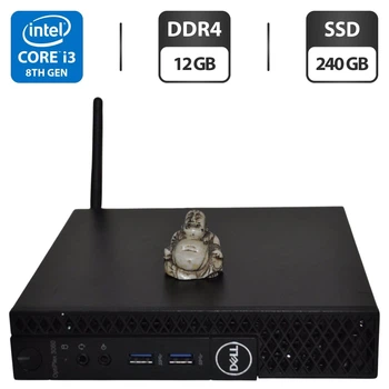 Неттоп Dell OptiPlex 3060 Micro USFF / Intel Core i3-8100T (4 ядра по 3.1 GHz) / 12 GB DDR4 / 240 GB SSD / Intel UHD Graphics 630 / Wi-Fi / Windows 11 Pro б/у