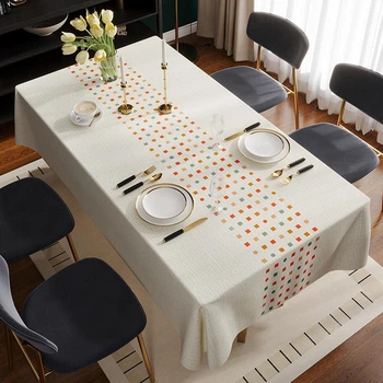 Водостойкие маслостойкие вышитые скатерти 138х180 см. Color dots