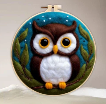 Набор для валяния картины из шерсти Owl, фелтинг, набор для рукоделия, творчества, Panalisa (105454830)