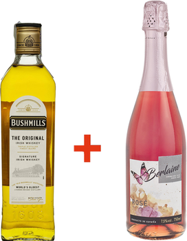 Віскі Bushmills Original 6 років витримки 0,5 л 40% + Винний напій ігристий ароматизований Berlaine рожеве солодке 0,75 л 7,5% (5010103934015_5055966801098+8437007365894)