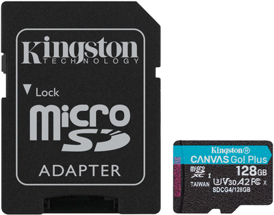 Karta pamięci Kingston microSDXC 128GB Canvas Go! Plus G4 Class 10 UHS-I U3 V30 A2 + SD-adapter (SDCG4/128GB)