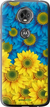 Чехол на Motorola Moto E5 Plus Жёлто-голубые цветы "1048u-1412"