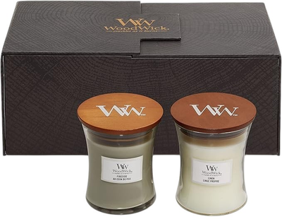 Набір свічок Woodwick Medium Hourglass Fireside & Linen 2 х 275 г (5038581123738)